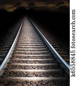 Railway track at night