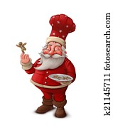 Santa Claus pastry cook - White background Santa Claus pastry cook - White background
