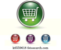 shopping cart icon, button shopping cart icon, button