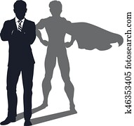 Superhero Shadow Businessman Superhero Shadow Businessman