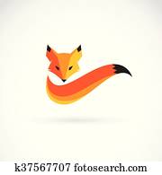 וקטור, דמות, של, an, שועל, עצב, בלבן, רקע