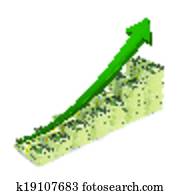 錢, 鈔票, 堆, 上升, 圖表