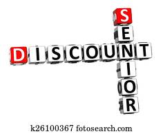 3D Crossword Senior Discount on white background 3D Crossword Senior Discount on white background