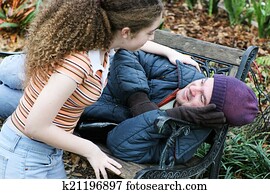 adolescente, ajuda, desabrigado, homem