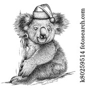 black and white engrave isolated Koala illustration black and white engrave isolated Koala illustration