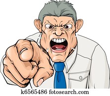 Bullying boss shouting and pointing Bullying boss shouting and pointing