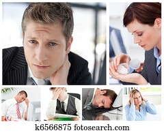 collage, di, accentato, persone affari