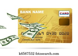 dollar, komming ut, av, kjøpekortet