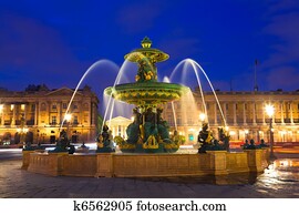 Fountain in Paris at Night Fountain in Paris at Night