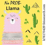 Motivation lettering with No drama llama. Chilling funny doodle alpaca or peru symbol lama Motivation lettering with No drama llama. Chilling funny doodle alpaca or peru symbol lama
