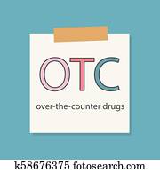 OTC Over The Counter Drugs written in a notebook paper OTC Over The Counter Drugs written in a notebook paper