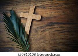 palma, domingo, experiência., crucifixos, e, palma, ligado, madeira, experiência.