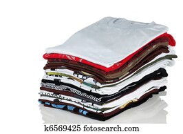 stack of t-shirt and clothes