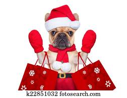 weihnachten, hund, shoppen