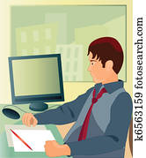 working in the office.