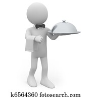 מלצר, עם, a, מגש של כסף, ב, העבר