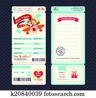 Cartoon Boarding Pass Ticket Wedding Invitation Template Vector Cartoon Boarding Pass Ticket Wedding Invitation Template Vector