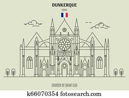 Church of Saint Eloi in Dunkerque, France. Landmark icon Church of Saint Eloi in Dunkerque, France. Landmark icon