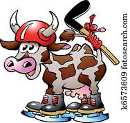Cow Cow Playing Hockey Sport Cow Cow Playing Hockey Sport