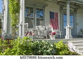 House porch on 4th of july House porch on 4th of july