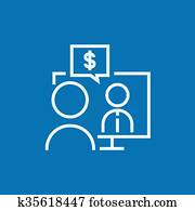 negócio, vídeo, negociações, linha, icon.