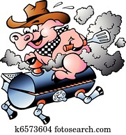 porca, montando, ligado, um, bbq, barril