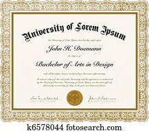 Vector Ornate Diploma with Border Vector Ornate Diploma with Border