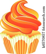vektor, orange, cupcake vektor, orange, cupcake