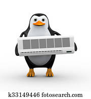 3d penguin holding split 3d penguin holding split