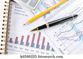 Background of business graph and a pen