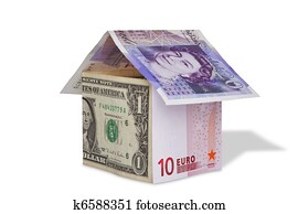 Banknotes currency concept house isolated