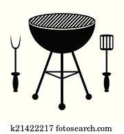 BBQ grill and cutlery BBQ grill and cutlery
