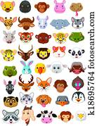 Cartoon animal head collection set