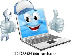 Cartoon laptop computer repair mascot Cartoon laptop computer repair mascot