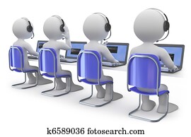 Employees working in a call center Employees working in a call center
