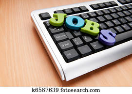 Employment concept with words on keyboard