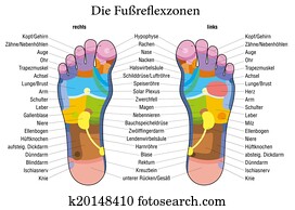 Foot reflexology chart german descr