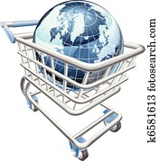 Globe shopping cart concept 