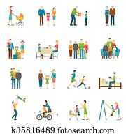 Happy Family Flat Icons