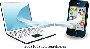 Laptop and smartphone communicating Laptop and smartphone communicating