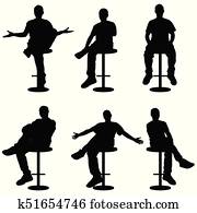 man silhouette sitting on bar stools illustration