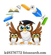 Cheerful school owls Cheerful school owls