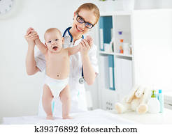 doutor, pediatra, e, bebê, paciente