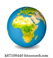 Earth globe isolated on whitebackground. Satellite view focused