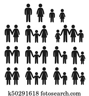 família, ícones, jogo