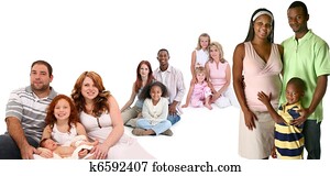 grupo grande, de, famílias