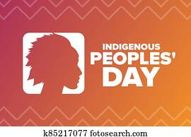 Indigenous Peoples Day. Holiday concept. Template for background, banner, card, poster with text inscription. Vector EPS10 illustration.