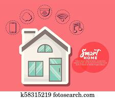 Modernes, wohnung, eigenheim, mit, rote wand Stock Bild | u23284062