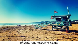Lifeguard hut in Santa Monica beach