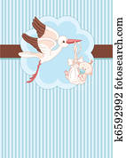 Stork and Baby boy place card Stork and Baby boy place card